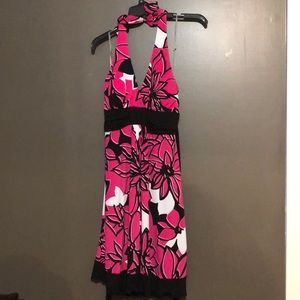 Pink and black halter dress